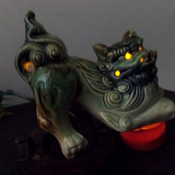 Vintage Chinese Porcelain Foo Dog Sculpture Figurine Shi Shishi Guardian Statue - Picture 13 of 13